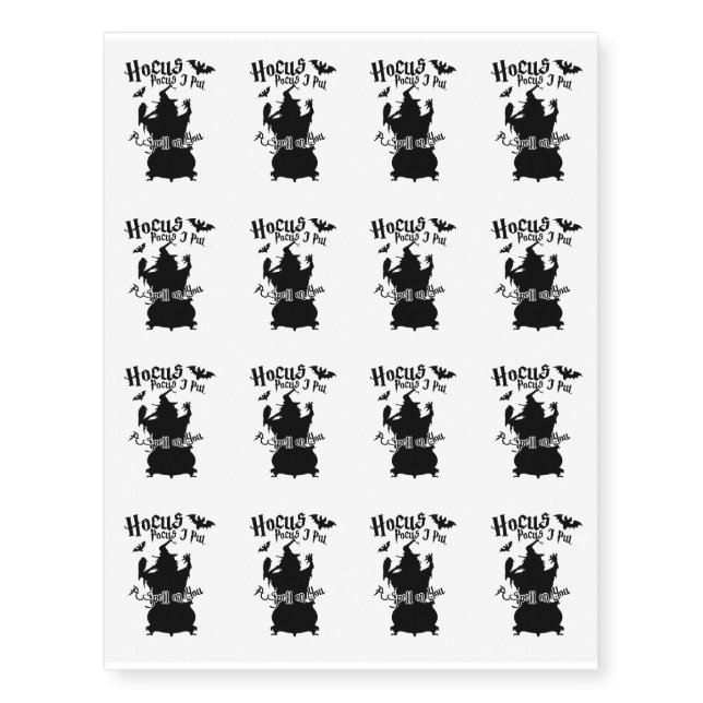 Hocus Pocus Spell on You Halloween Witch Temporary Tattoos (Front)