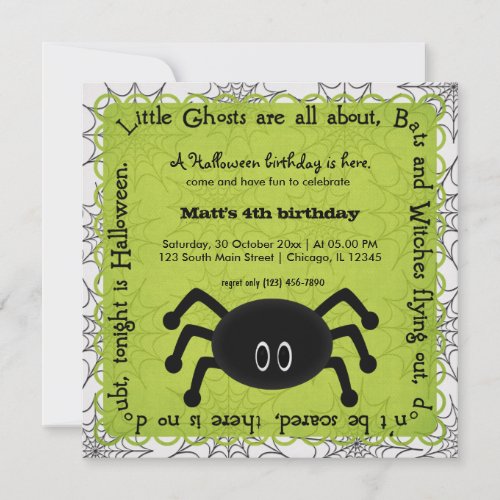 Hocus Pocus Spider Birthday Personalized Invitation