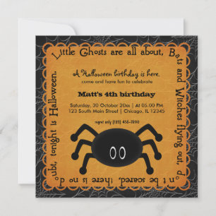 Hocus Pocus Spider Birthday (Orange) Invitation