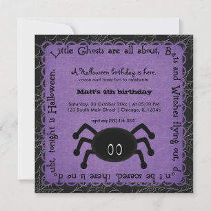 Hocus Pocus Spider Birthday (Purple) Invitation