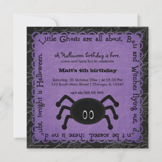 Hocus Pocus Spider Birthday (Purple) Invitation
