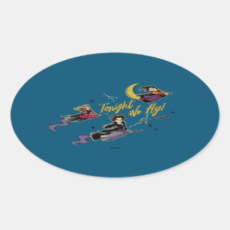Hocus Pocus Tonight We Fly Broom Squad Oval Sticker