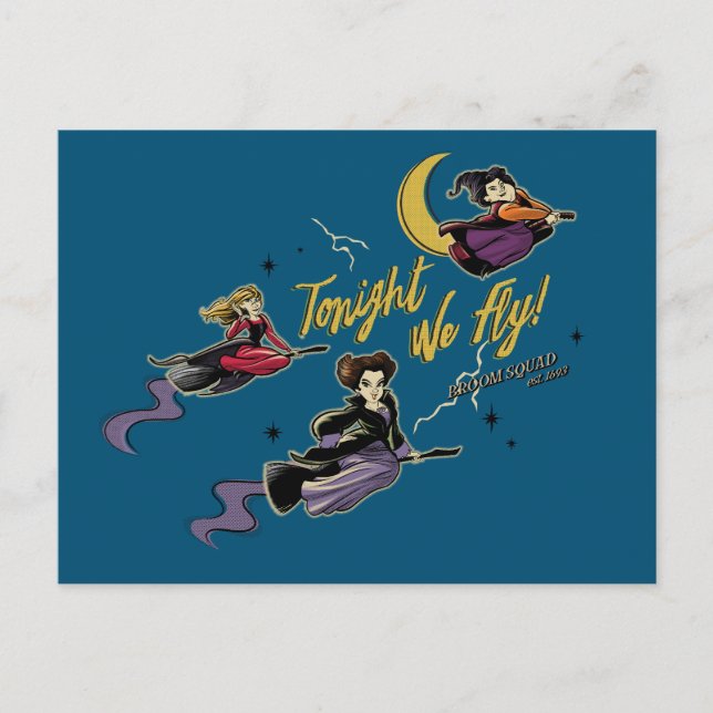 Hocus Pocus Tonight We Fly Broom Squad Postcard (Front)