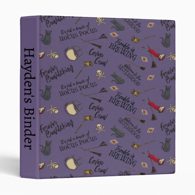Hocus Pocus Trouble is Brewing Pattern 3 Ring Binder (Front/Spine)
