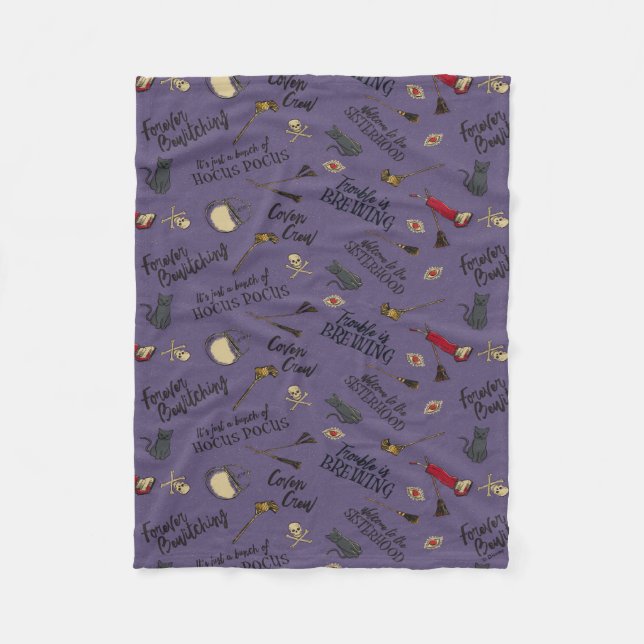 Hocus Pocus Trouble is Brewing Pattern Fleece Blanket (Front)