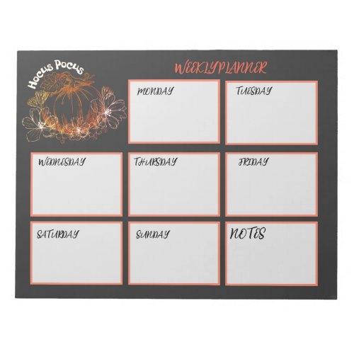 Hocus Pocus weekly planner sheets Notepad