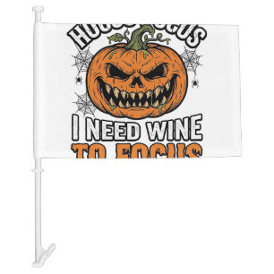 Hocus Pocus Wine Pumpkin Halloween Shirt Design_1 Car Flag
