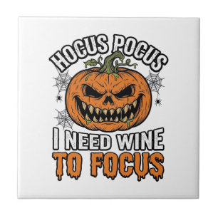 Hocus Pocus Wine Pumpkin Halloween Shirt Design_1 Ceramic Tile