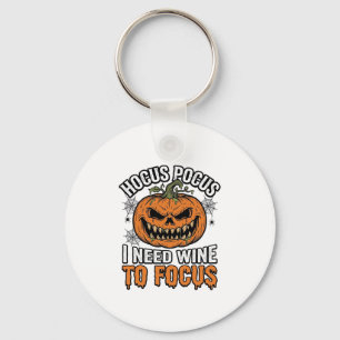 Hocus Pocus Wine Pumpkin Halloween Shirt Design_1 Keychain