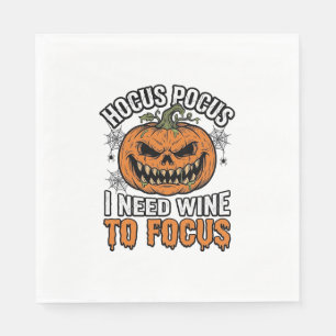 Hocus Pocus Wine Pumpkin Halloween Shirt Design_1 Napkins