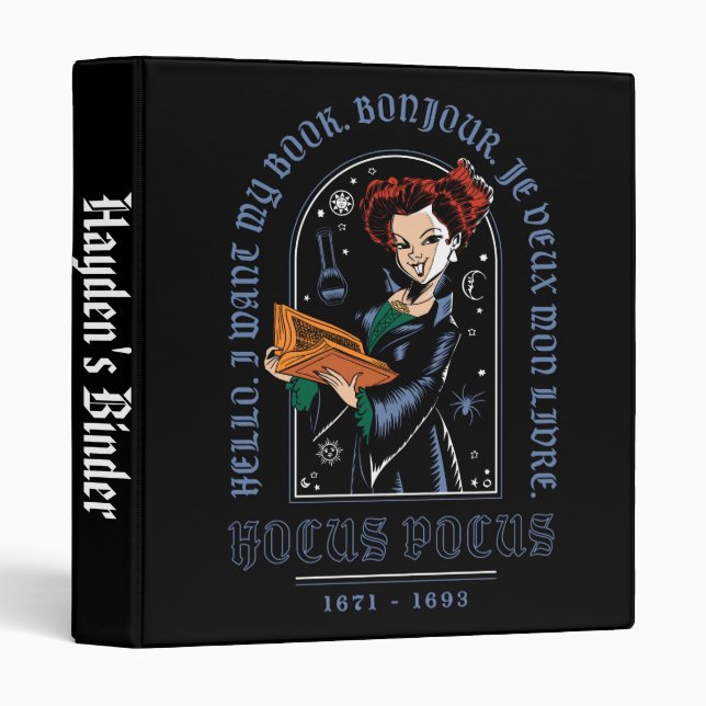 Hocus Pocus Winifred’s Book of Spells 3 Ring Binder (Front/Spine)