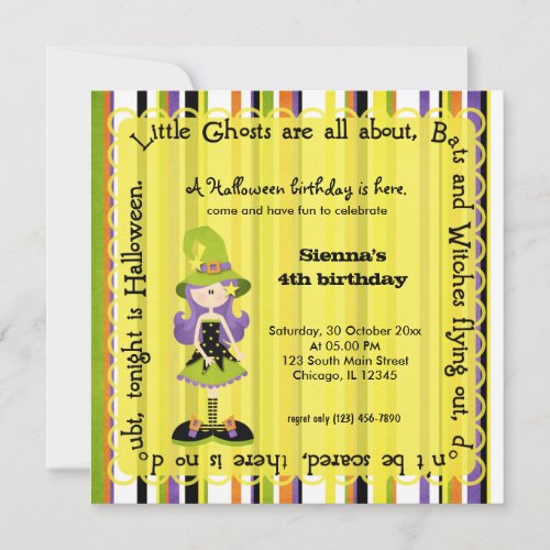 Hocus Pocus Witch Birthday Yellow Invitation