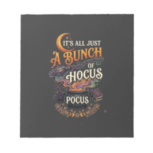 Hocus Pocus Witch Broom Black Cat Magic Cauldron H Notepad