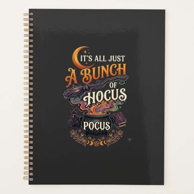 Hocus Pocus Witch Broom Black Cat Magic Cauldron H Planner (Front)