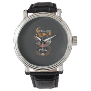 Hocus Pocus Witch Broom Black Cat Magic Cauldron H Watch