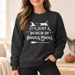 Hocus Pocus Witch Cat Dark Gray Womens Halloween Sweatshirt
