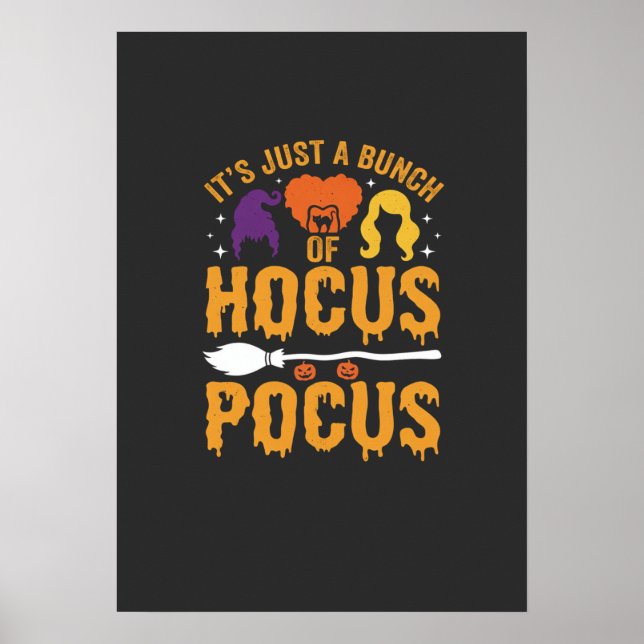 Hocus Pocus Witch Halloween Vector Design Poster (Front)