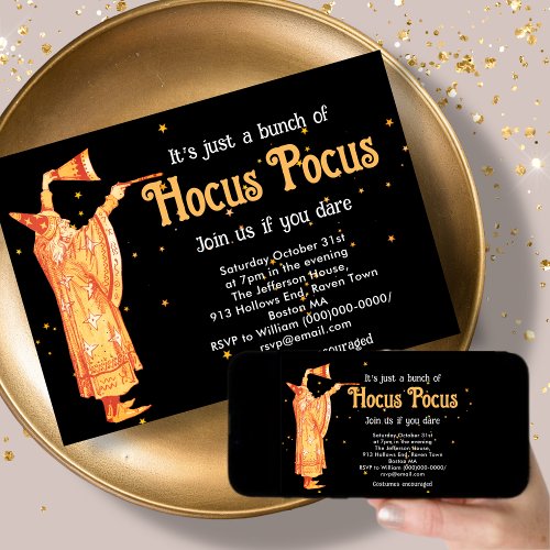 Hocus Pocus Wizard Halloween Invitation