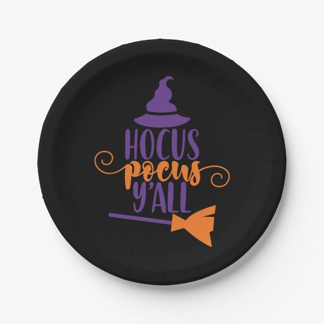 Hocus Pocus Y'all Fun Halloween, Party Paper Plates (Front)