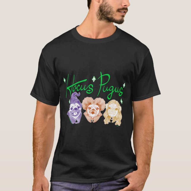 Hocus Pugus Witch Pugs T-Shirt (Front)