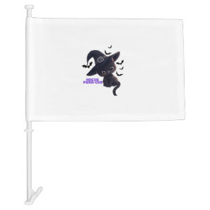 Hocus Purr-cus Cute Black Cat Halloween Art Classi Car Flag