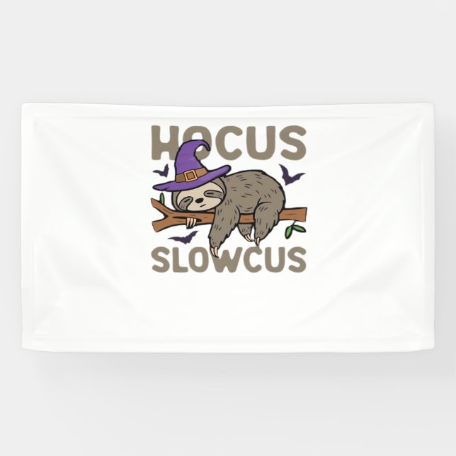 Hocus Slowcus Funny Halloween Sloth Classic T-Shir Banner (Horizontal)