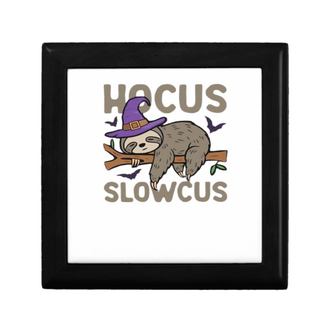 Hocus Slowcus Funny Halloween Sloth Classic T-Shir Gift Box (Front)