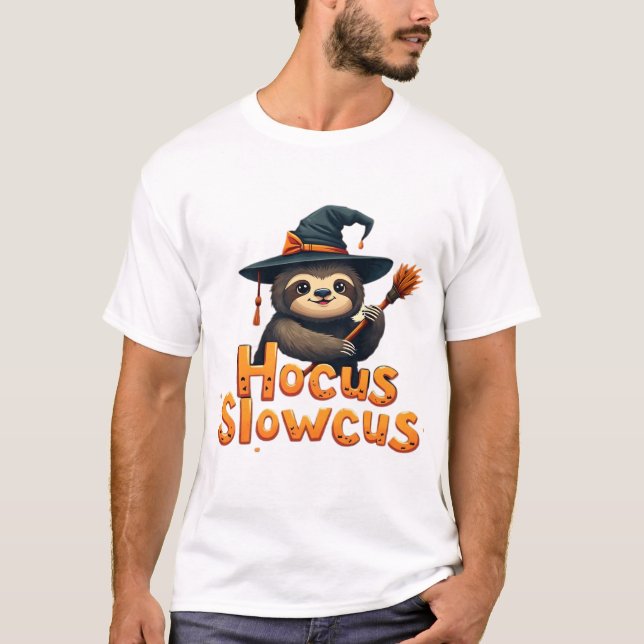 Hocus Slowcus Sloth lovers Halloween costume tee E (Front)
