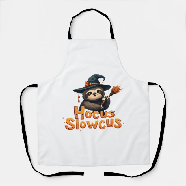 Hocus Slowcus Sloth lovers Halloween costume tee E Apron (Front)