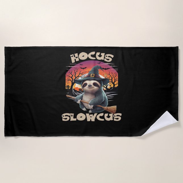 Hocus Slowcus Sloth lovers Halloween costume tee E Beach Towel (Front)