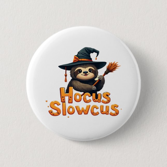Hocus Slowcus Sloth lovers Halloween costume tee E Button (Front)