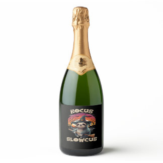 Hocus Slowcus Sloth lovers Halloween costume tee E Sparkling Wine Label