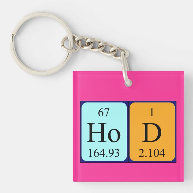 HoD periodic table word keyring (Front)