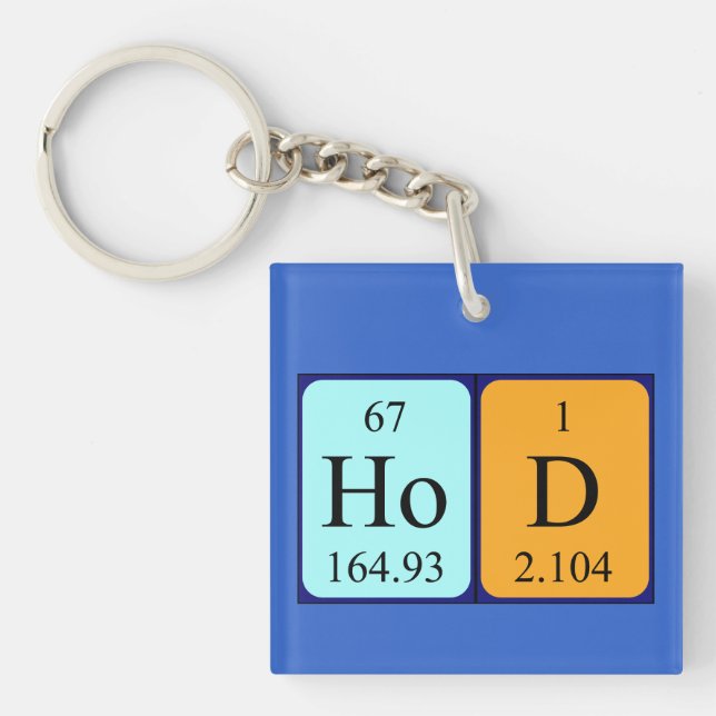 HoD periodic table word keyring (Front)