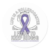 Hodgkin Lymphoma cancer awareness violet ribbon Classic Round Sticker
