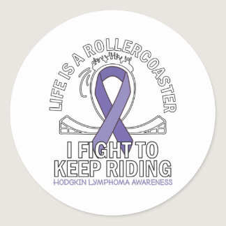 Hodgkin Lymphoma cancer awareness violet ribbon Classic Round Sticker