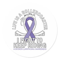 Hodgkin Lymphoma cancer awareness violet ribbon Classic Round Sticker