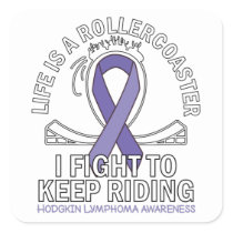 Hodgkin Lymphoma cancer awareness violet ribbon Square Sticker