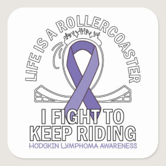 Hodgkin Lymphoma cancer awareness violet ribbon Square Sticker