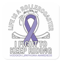 Hodgkin Lymphoma cancer awareness violet ribbon Square Sticker
