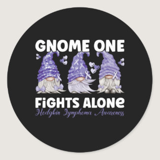 Hodgkin Lymphoma Cancer Violet Ribbon Gnome Classic Round Sticker