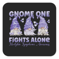 Hodgkin Lymphoma Cancer Violet Ribbon Gnome Square Sticker