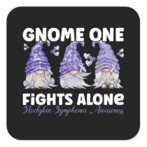 Hodgkin Lymphoma Cancer Violet Ribbon Gnome Square Sticker