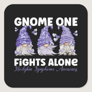 Hodgkin Lymphoma Cancer Violet Ribbon Gnome Square Sticker