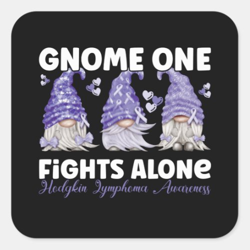 Hodgkin Lymphoma Cancer Violet Ribbon Gnome Square Sticker
