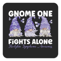 Hodgkin Lymphoma Cancer Violet Ribbon Gnome Square Sticker