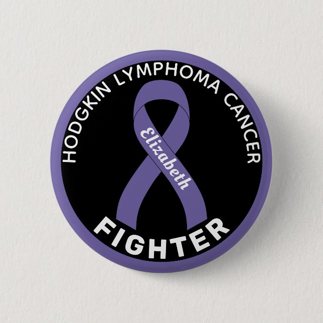 Hodgkin Lymphoma Fighter Ribbon Black Button (Front)