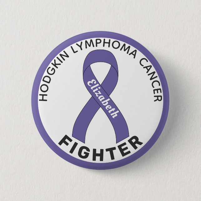 Hodgkin Lymphoma Fighter Ribbon White Button (Front)