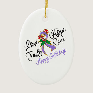 Hodgkin Lymphoma Hope Love Cure Happy Holidays Ceramic Ornament