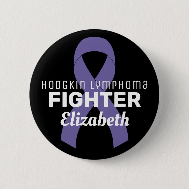 Hodgkin Lymphoma Ribbon Black Button (Front)